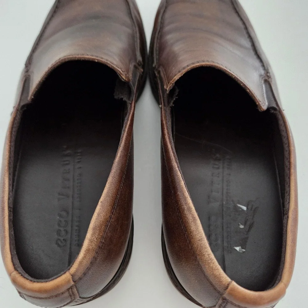 ECCO Vitrus Loafers Dark Brown Leather Moc Toe Slip On Mens 45‎ 11-11.5